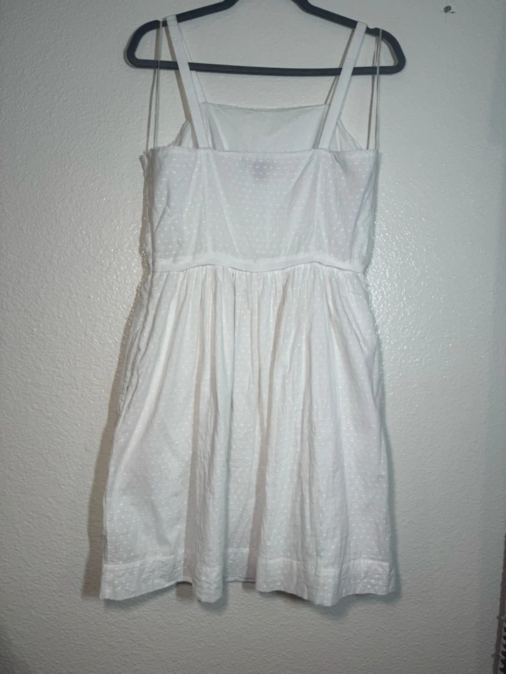 White Square-Neck Mini Dress with pockets 109% cotton